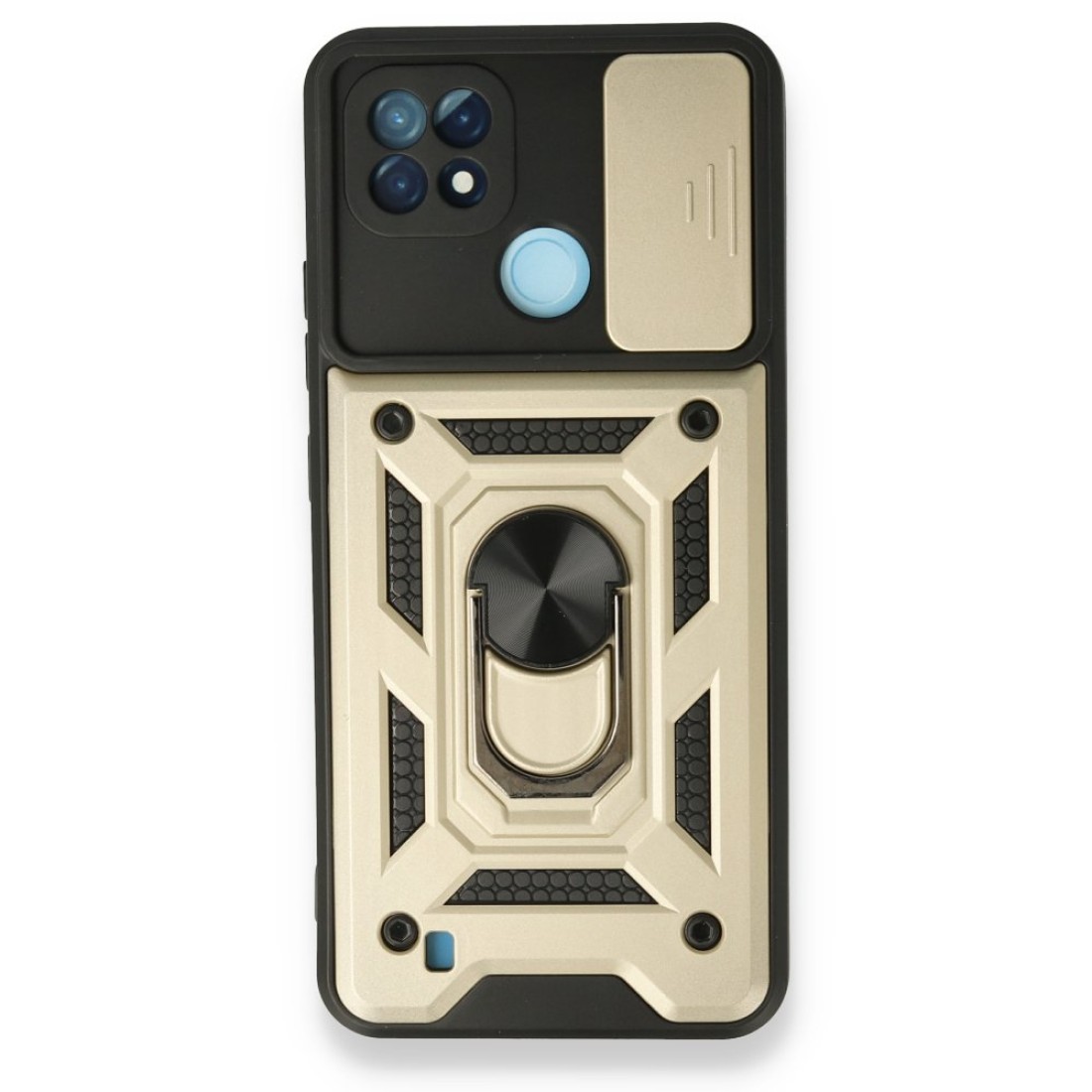  Realme C21 Kılıf Pars Lens Yüzüklü Silikon - Gold