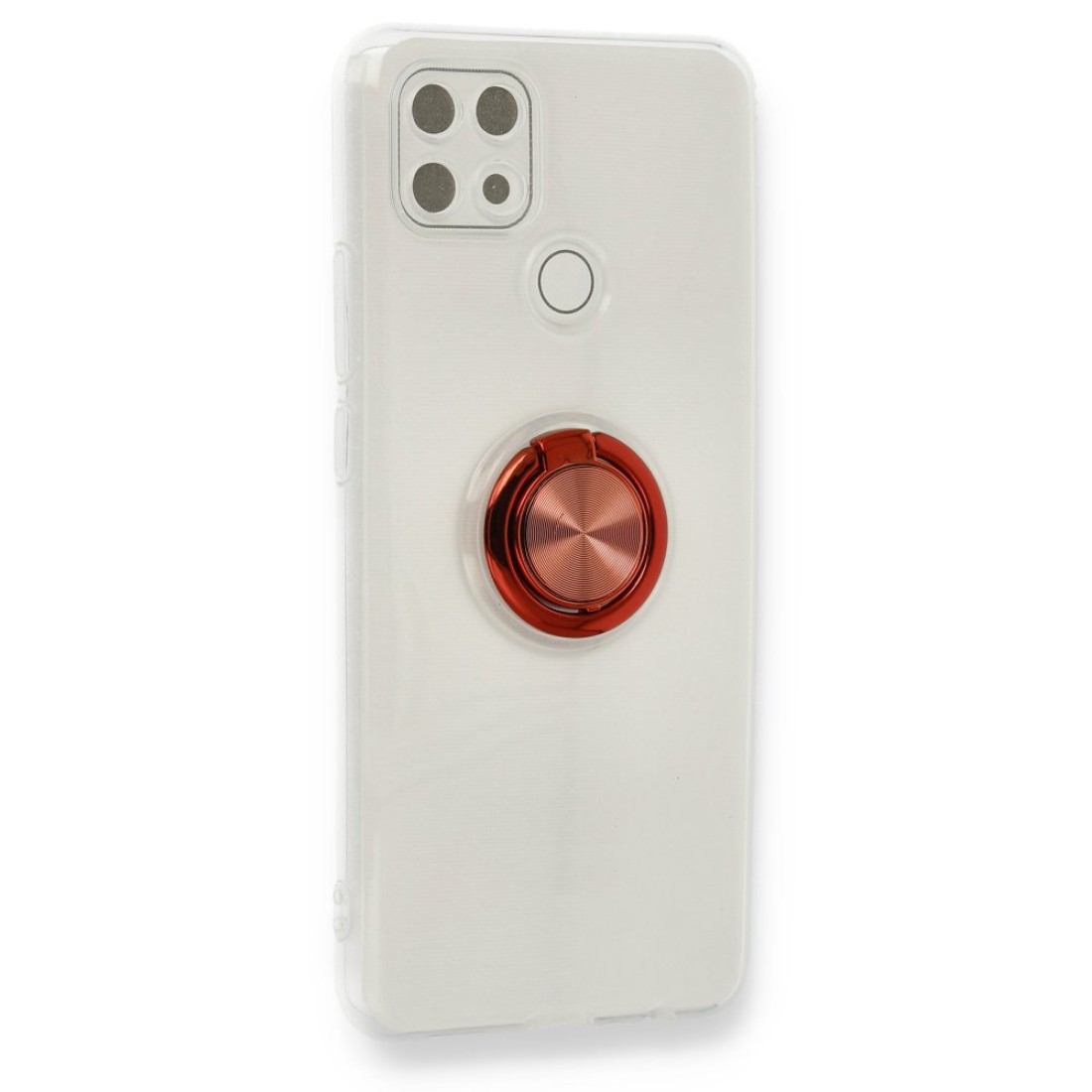  Oppo A15 Kılıf Gros Yüzüklü Silikon - Kırmızı