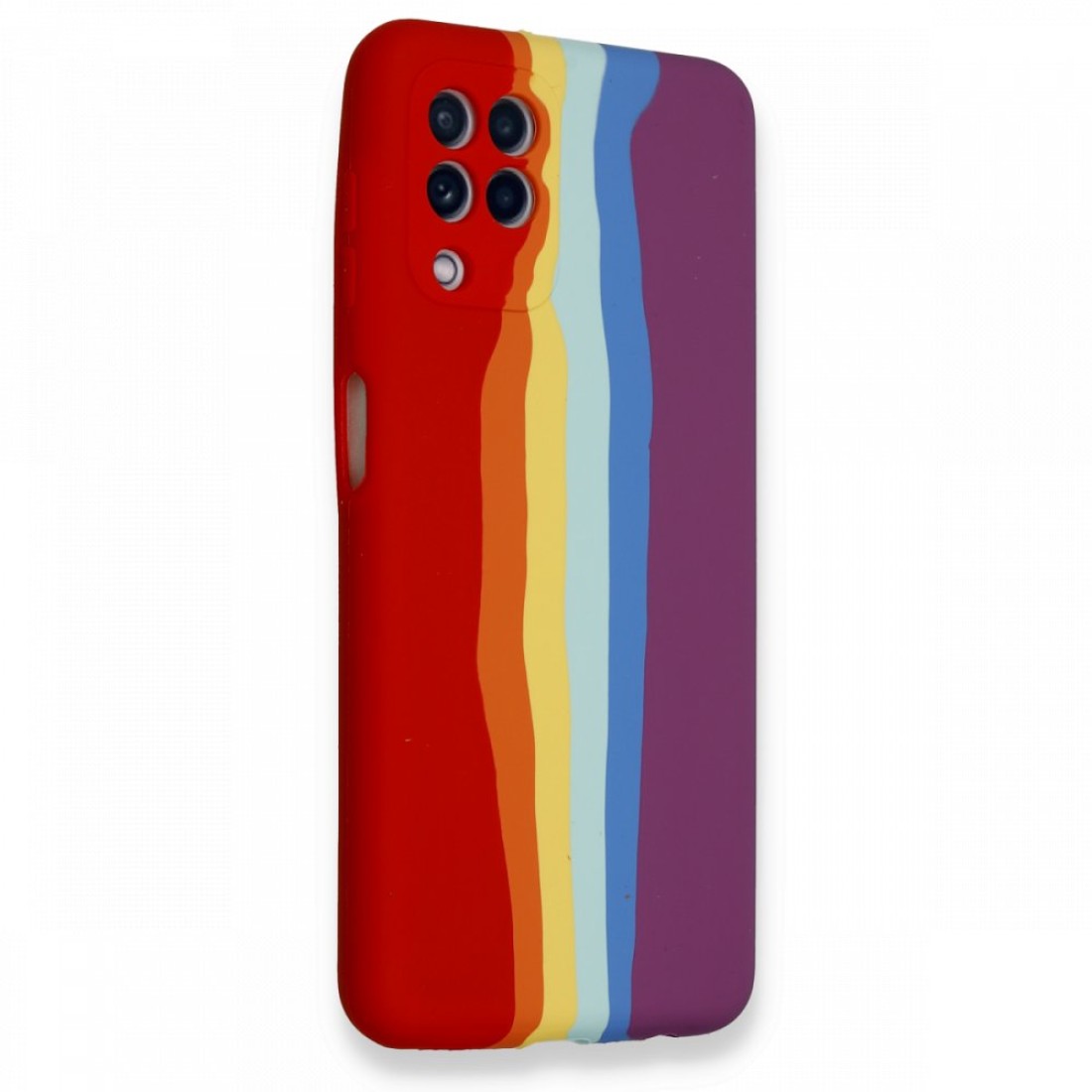  Samsung Galaxy M32 Kılıf Ebruli Lansman Silikon - Kırmızı-Mor