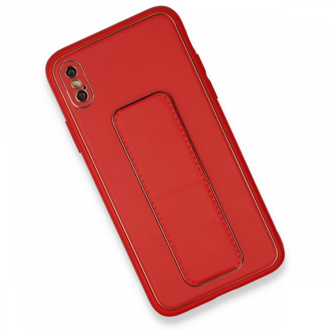iPhone XS Max Kılıf Coco Deri Standlı Kapak - Kırmızı iPhone XS Max Kılıf Coco Deri Standlı Kapak - Kırmızı