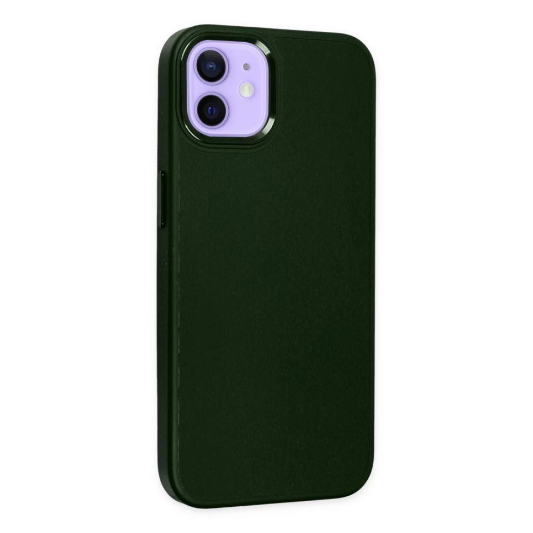  iPhone 12 Kılıf Asya Deri Silikon - Koyu Yeşil