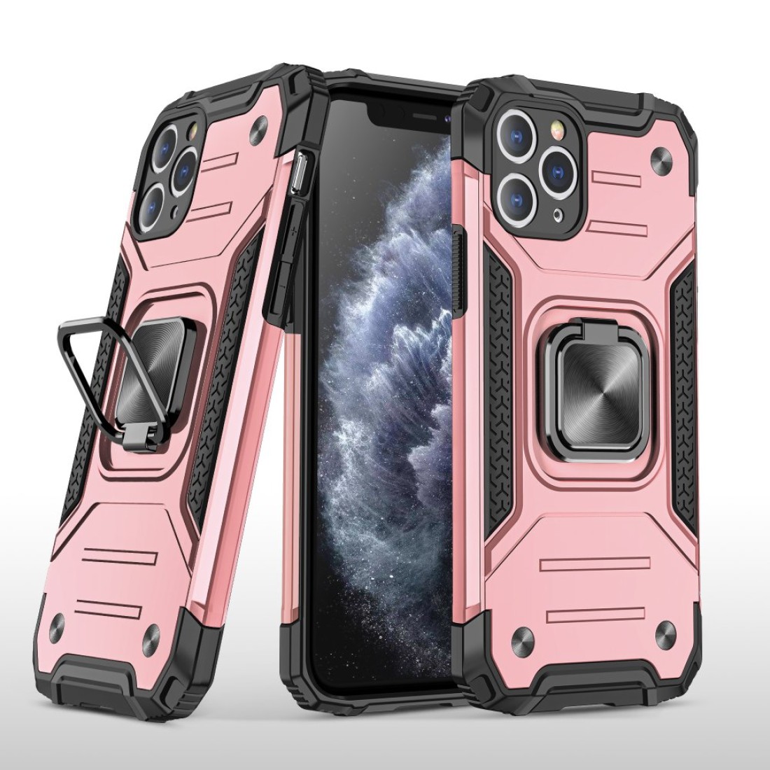  iPhone 11 Pro Kılıf Zegna Yüzüklü Silikon Kapak - Rose