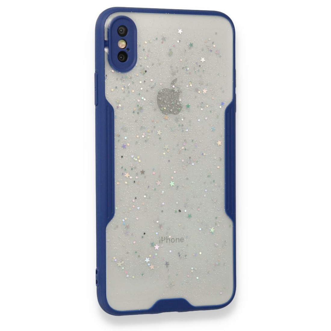  iPhone XS Kılıf Platin Simli Silikon - Lacivert