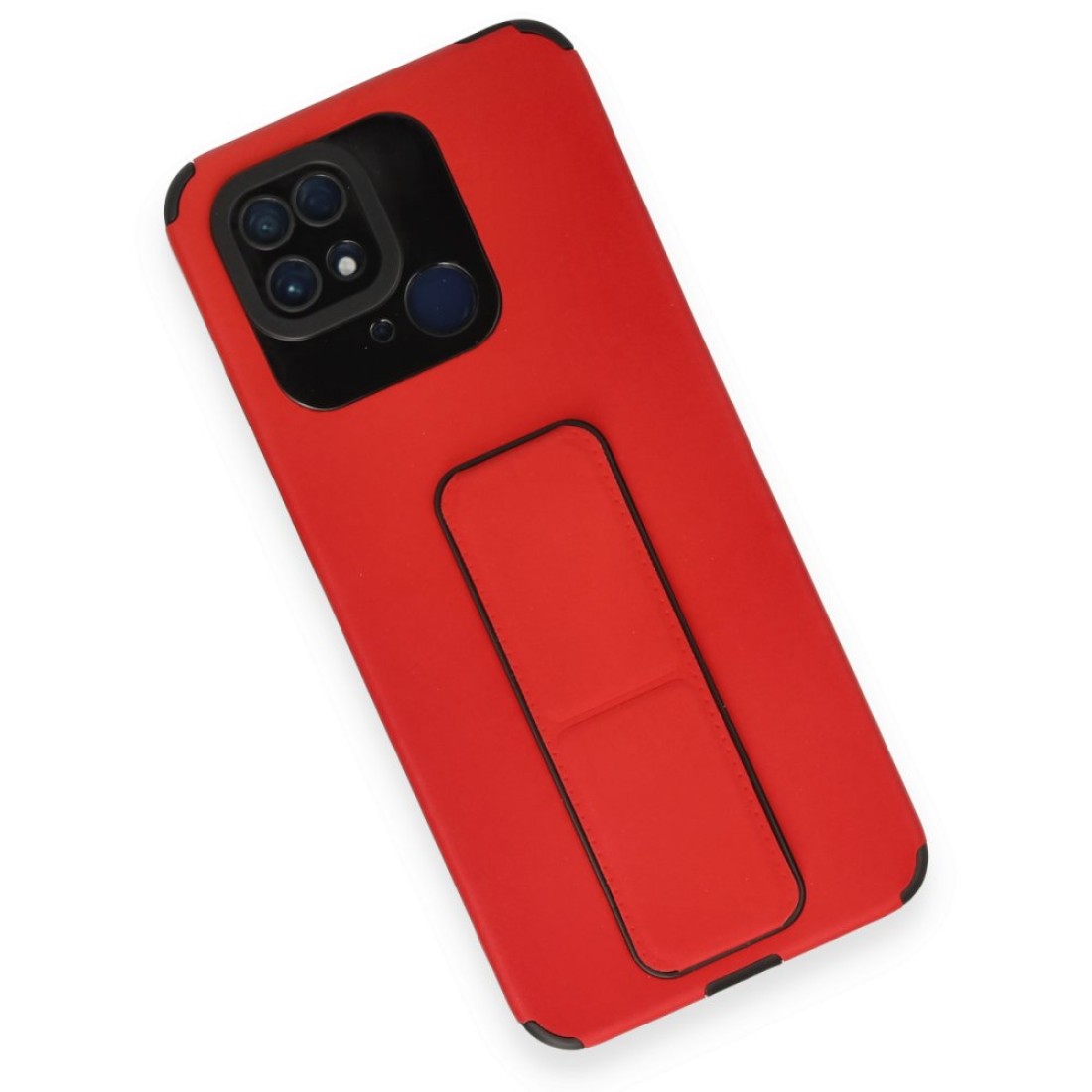  Xiaomi Redmi 10C Kılıf Mega Standlı Silikon - Kırmızı