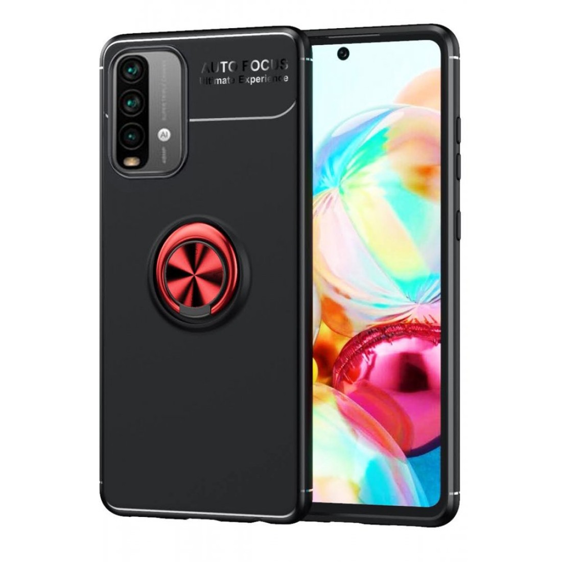  Xiaomi Redmi 9T Kılıf Range Yüzüklü Silikon - Siyah-Kırmızı