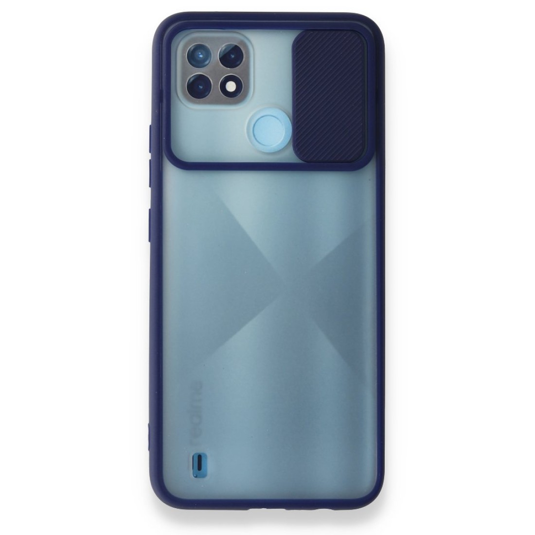  Realme C21 Kılıf Palm Buzlu Kamera Sürgülü Silikon - Lacivert