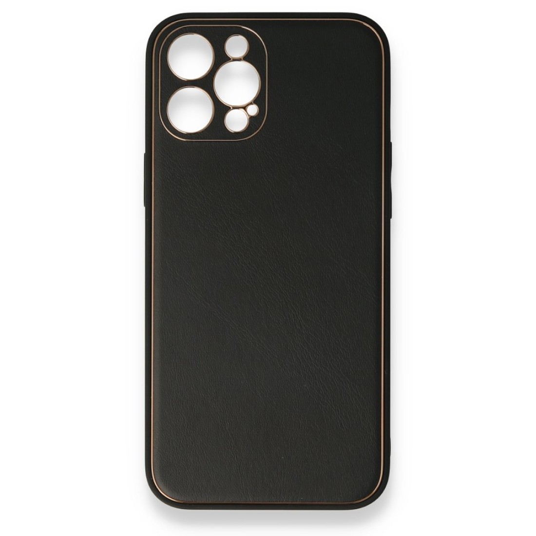  iPhone 12 Pro Kılıf Coco Deri Silikon Kapak - Siyah