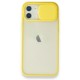  iPhone 12 Kılıf Palm Buzlu Kamera Sürgülü Silikon - Sarı