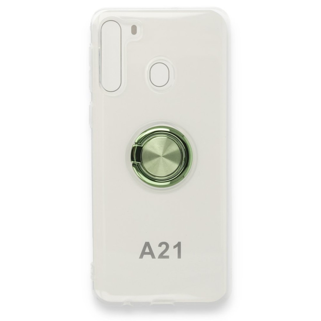  Samsung Galaxy A21 Kılıf Gros Yüzüklü Silikon -Yeşil