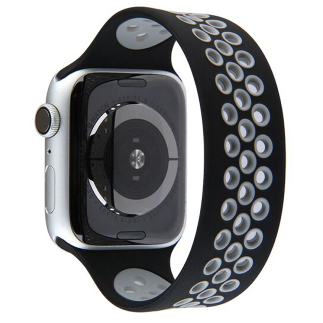  Apple Watch 38mm Ayarlı Delikli Silikon Kordon - Siyah-Gri
