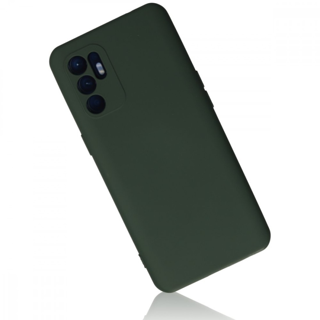  Oppo Reno 6 Kılıf Nano içi Kadife Silikon - Koyu Yeşil