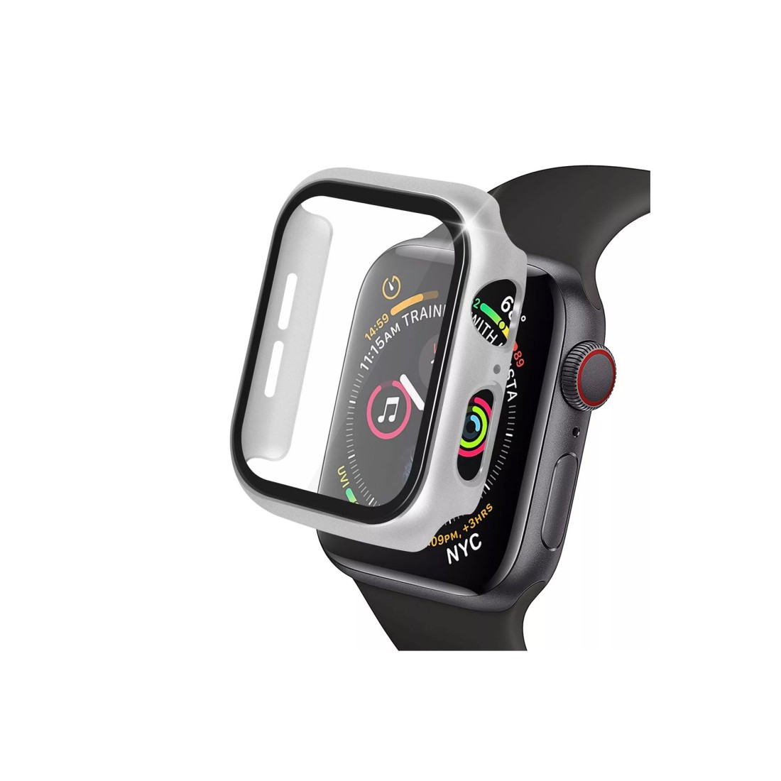  Apple Watch 41mm Camlı Kasa Ekran Koruyucu - Gümüş