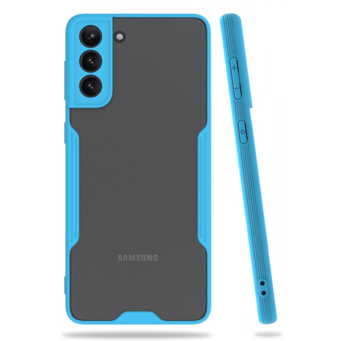  Samsung Galaxy S21 Plus Kılıf Platin Silikon - Mavi