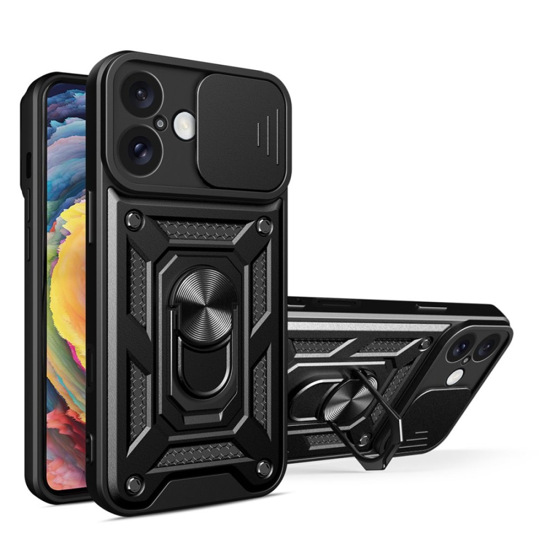  iPhone 16 Kılıf Pars Lens Yüzüklü Silikon - Siyah