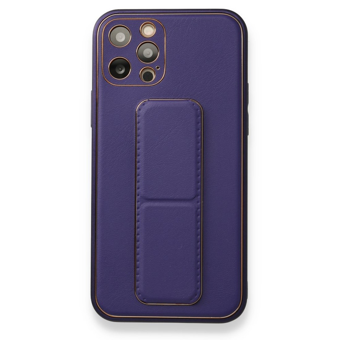  iPhone 12 Pro Kılıf Coco Deri Standlı Kapak - Mor