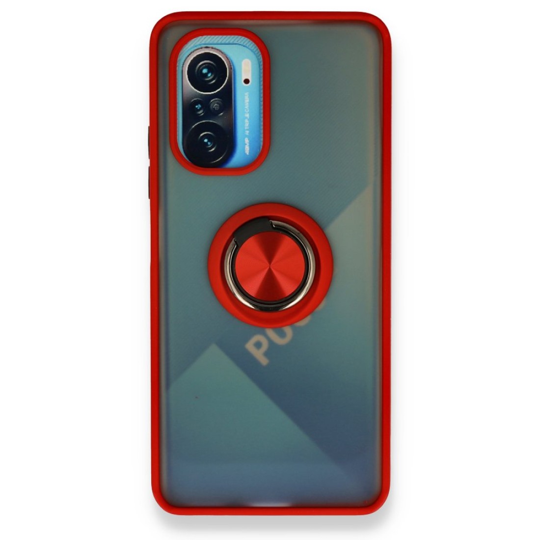  Xiaomi Redmi K40 Kılıf Montreal Yüzüklü Silikon Kapak - Kırmızı