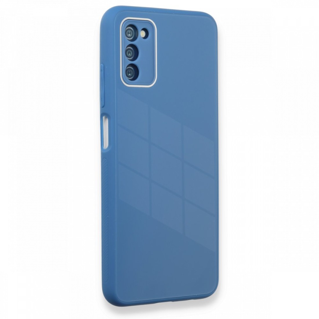  Samsung Galaxy A03S Kılıf Glass Kapak - Mavi