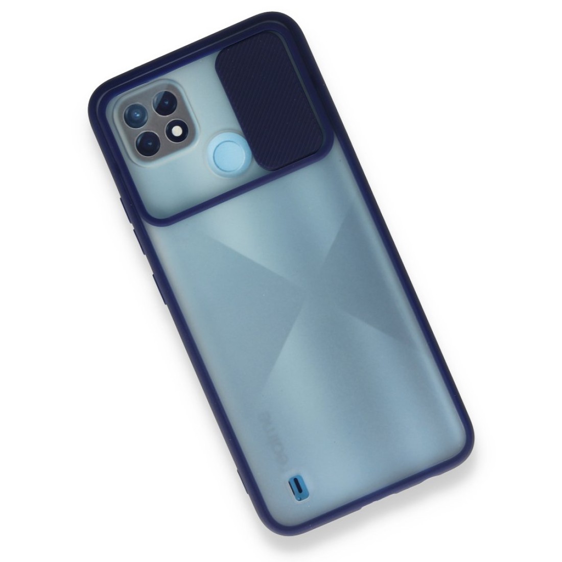  Realme C21 Kılıf Palm Buzlu Kamera Sürgülü Silikon - Lacivert