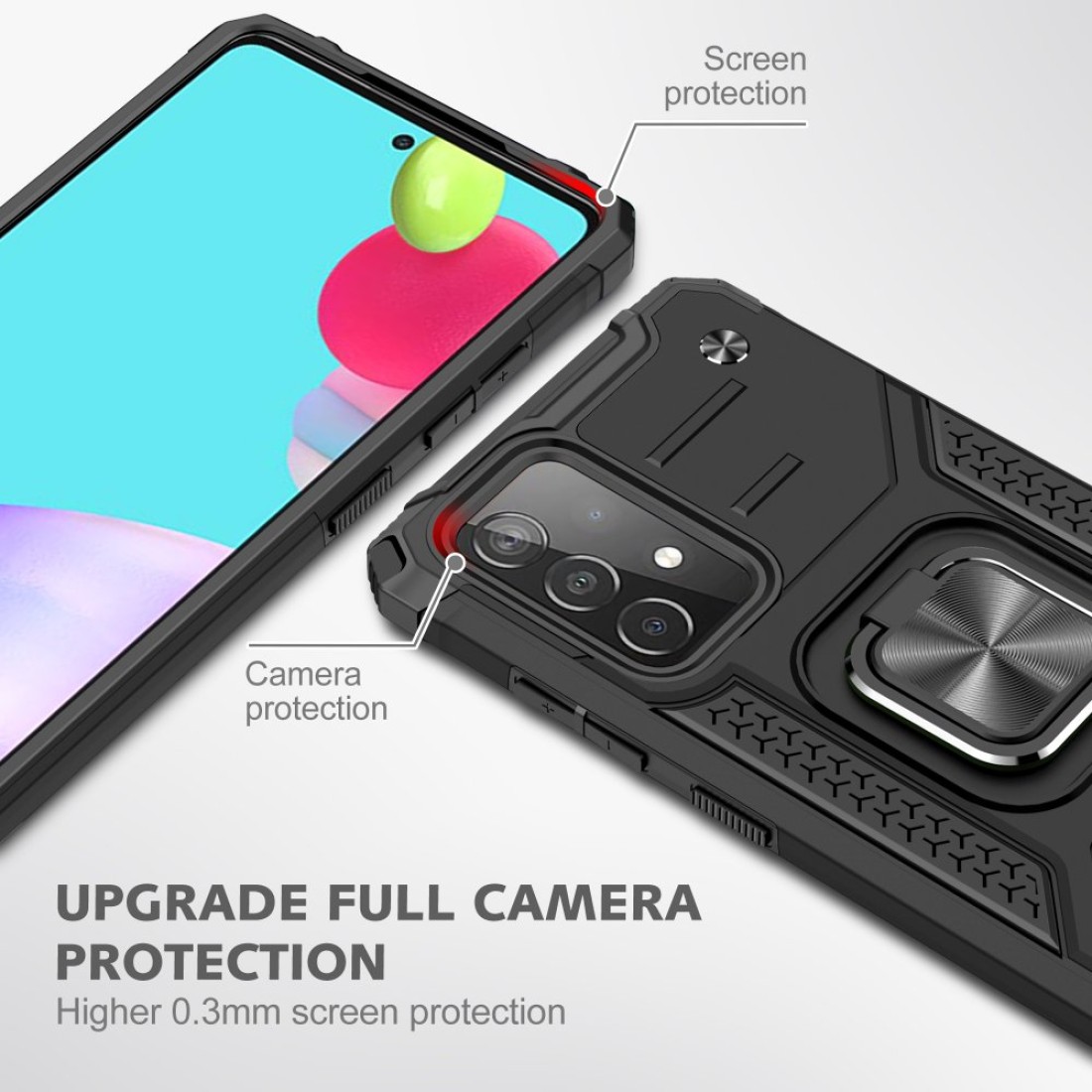  Samsung Galaxy A72 Kılıf Zegna Yüzüklü Silikon Kapak - Siyah