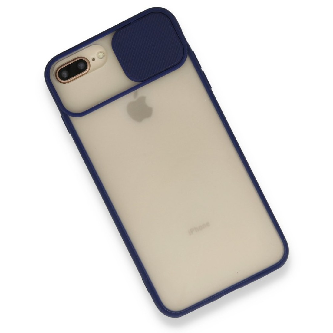  iPhone 7 Plus Kılıf Palm Buzlu Kamera Sürgülü Silikon - Lacivert