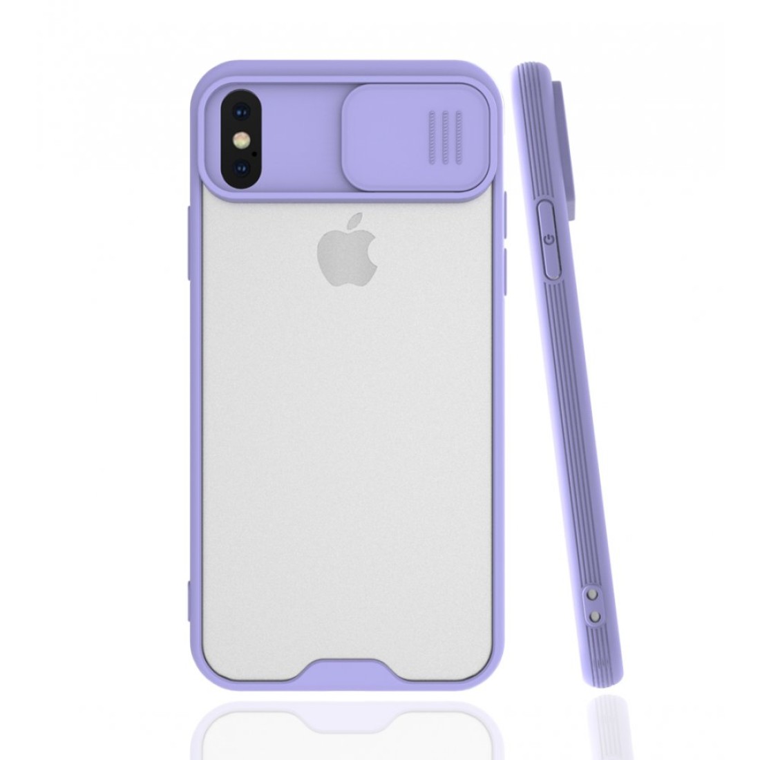  iPhone X Kılıf Platin Kamera Koruma Silikon - Lila