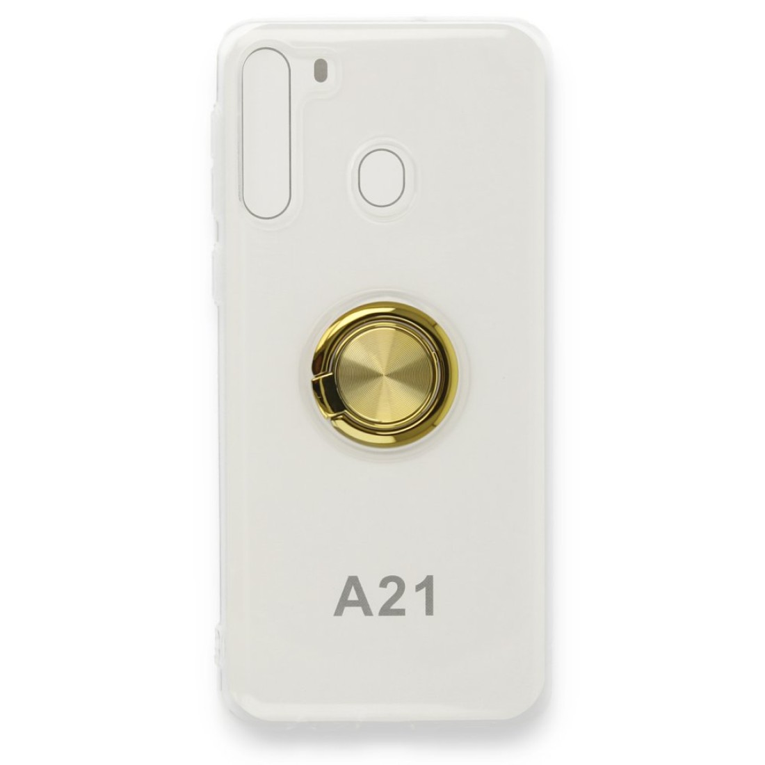  Samsung Galaxy A21 Kılıf Gros Yüzüklü Silikon - Gold