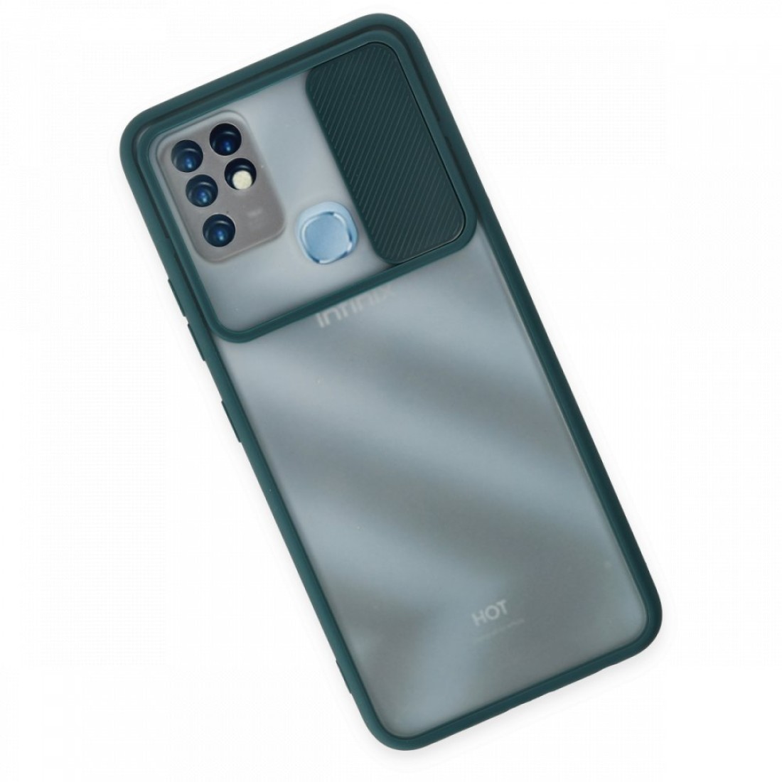  İnfinix Hot 10 Kılıf Palm Buzlu Kamera Sürgülü Silikon - Yeşil