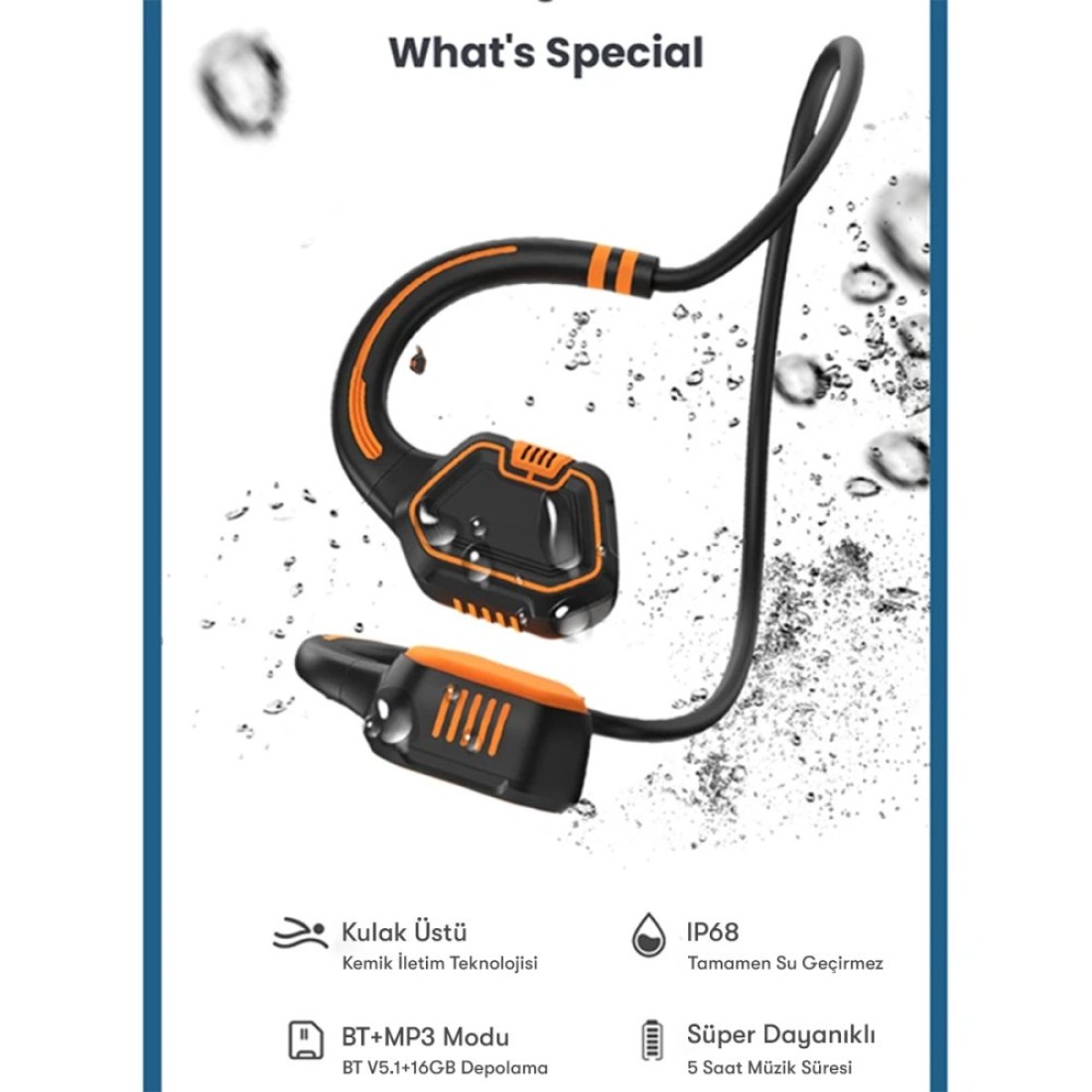  AS9 Suya Dayanıklı Bluetooth Kulaklık - Siyah