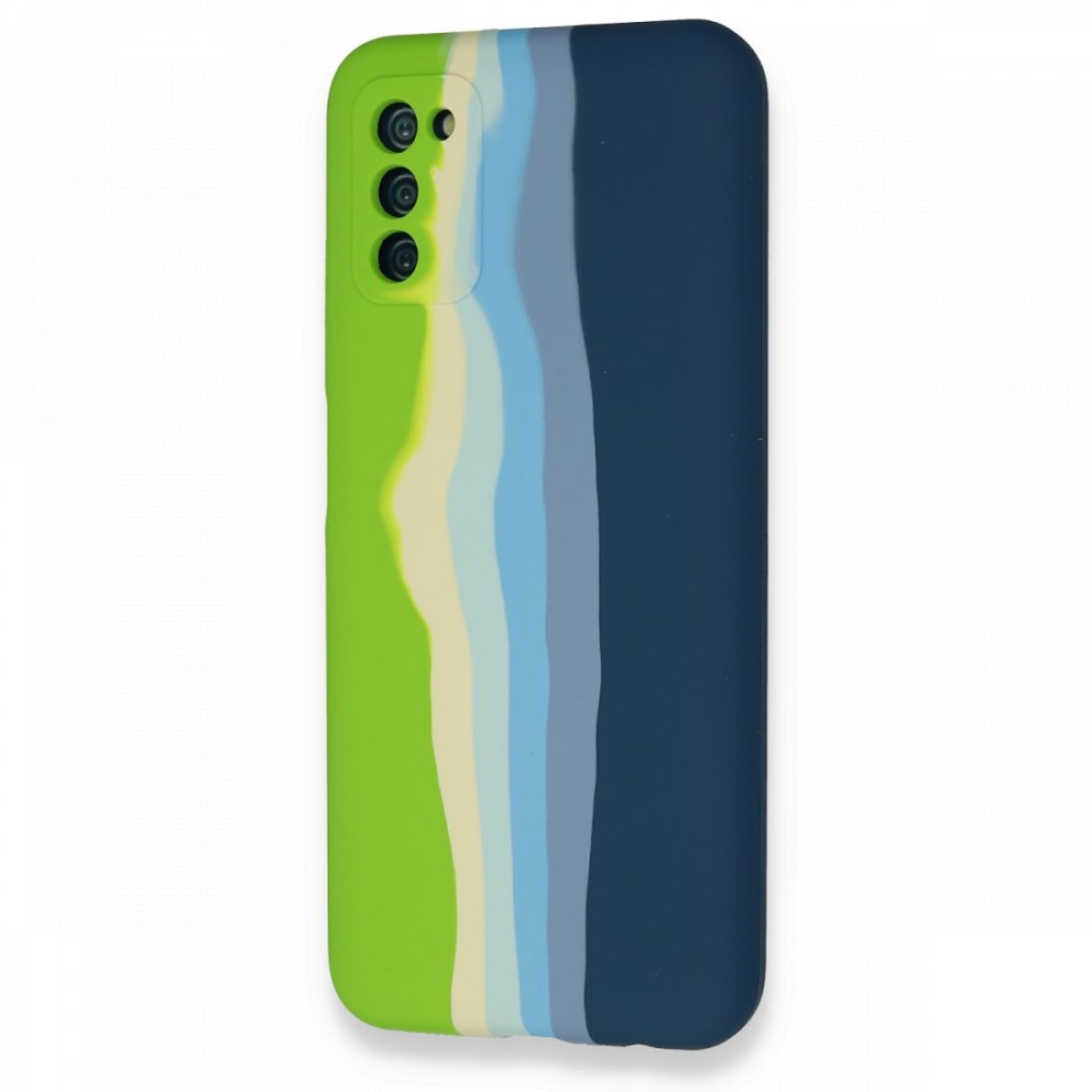  Samsung Galaxy A03S Kılıf Ebruli Lansman Silikon - Yeşil-Koyu Yeşil