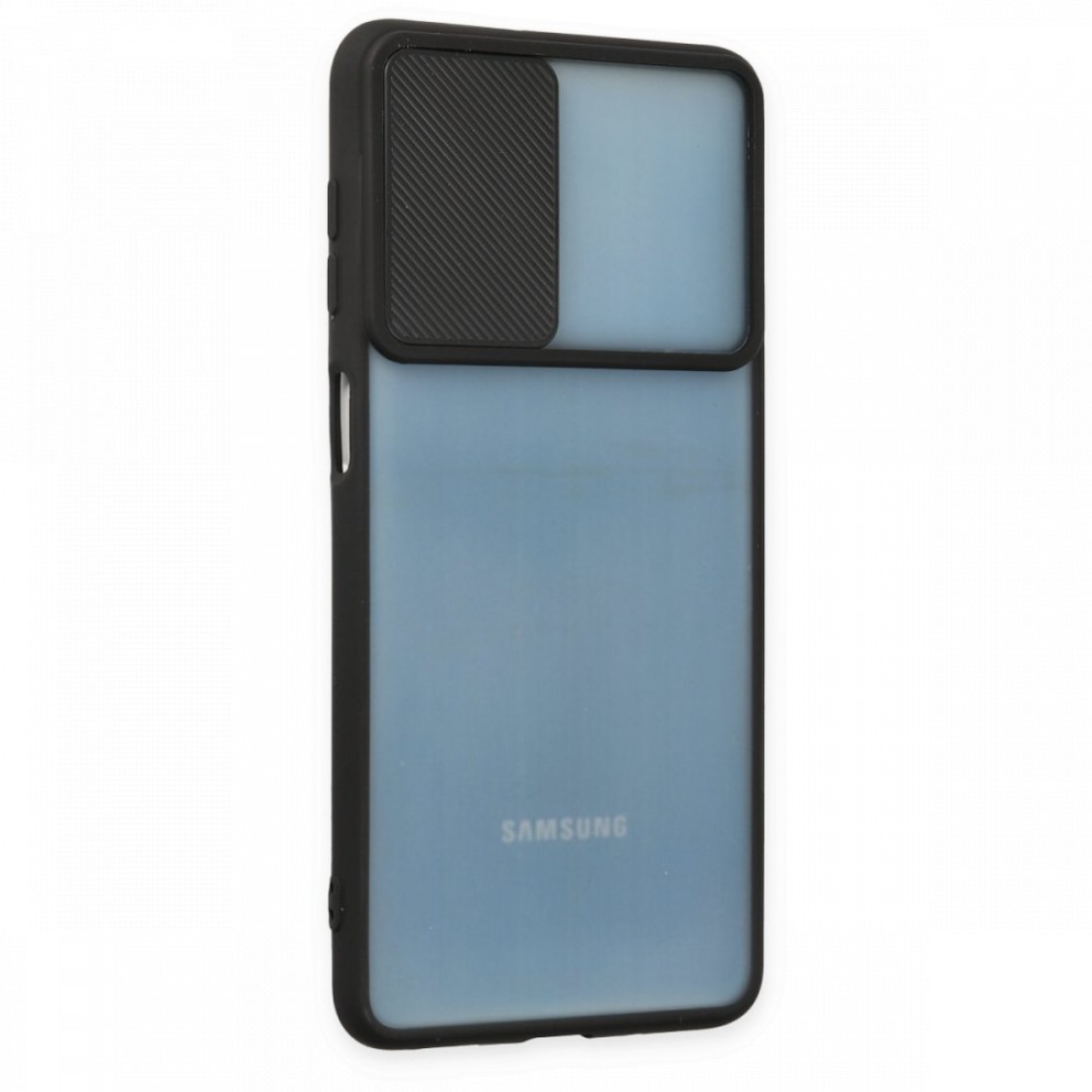  Samsung Galaxy M52 5G Kılıf Palm Buzlu Kamera Sürgülü Silikon - Siyah