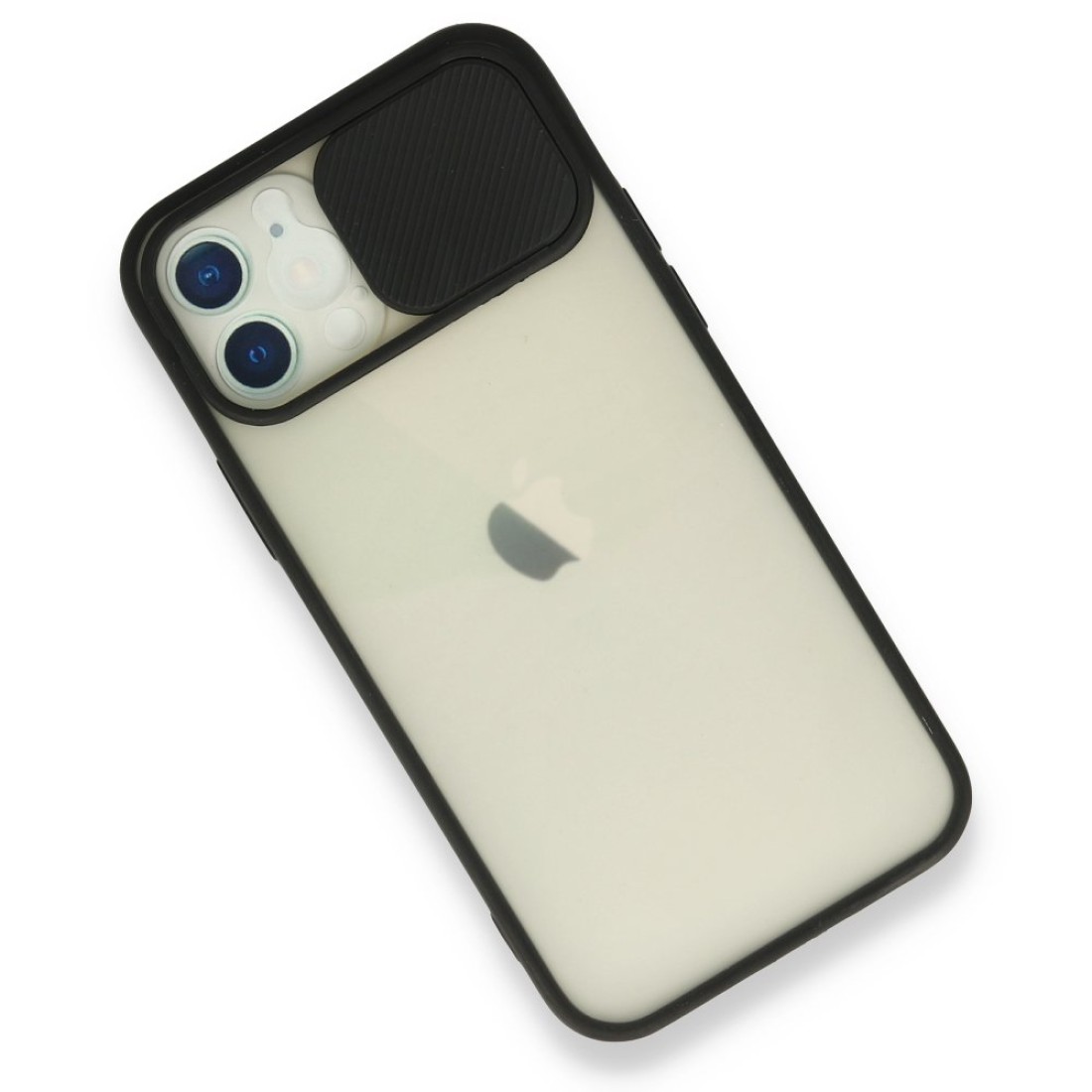  iPhone 12 Kılıf Palm Buzlu Kamera Sürgülü Silikon - Siyah
