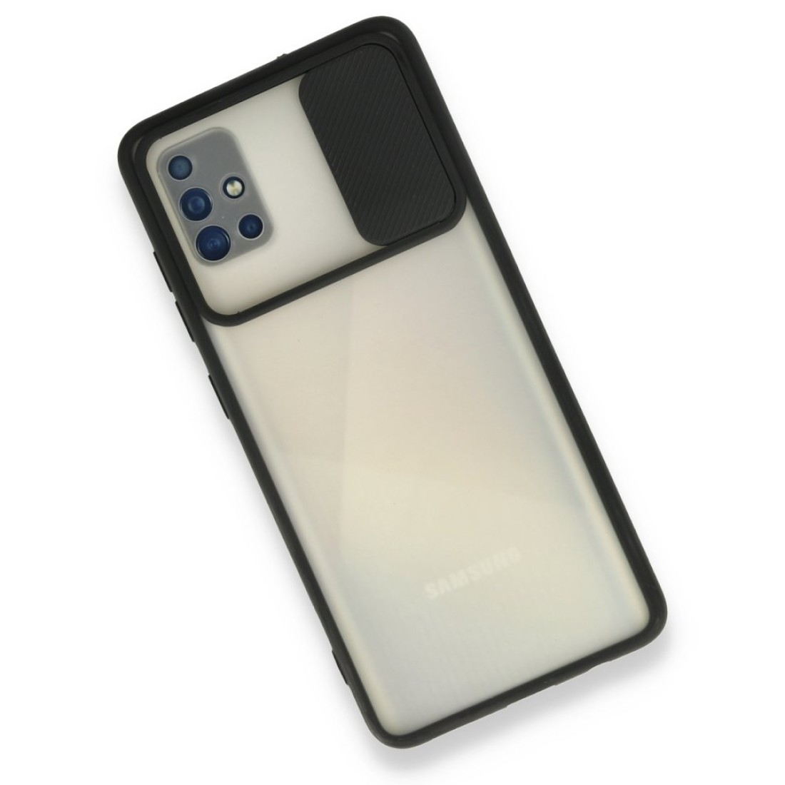  Samsung Galaxy A71 Kılıf Palm Buzlu Kamera Sürgülü Silikon - Siyah