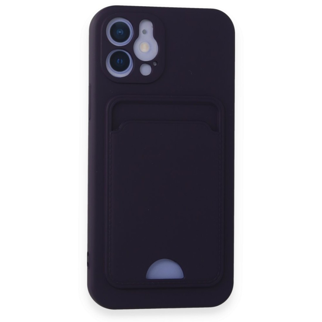  iPhone 12 Kılıf Kelvin Kartvizitli Silikon - Derin Mor
