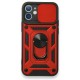 iPhone 12 Mini Kılıf Pars Lens Yüzüklü Silikon - Kırmızı iPhone 12 Mini Kılıf Pars Lens Yüzüklü Silikon - Kırmızı