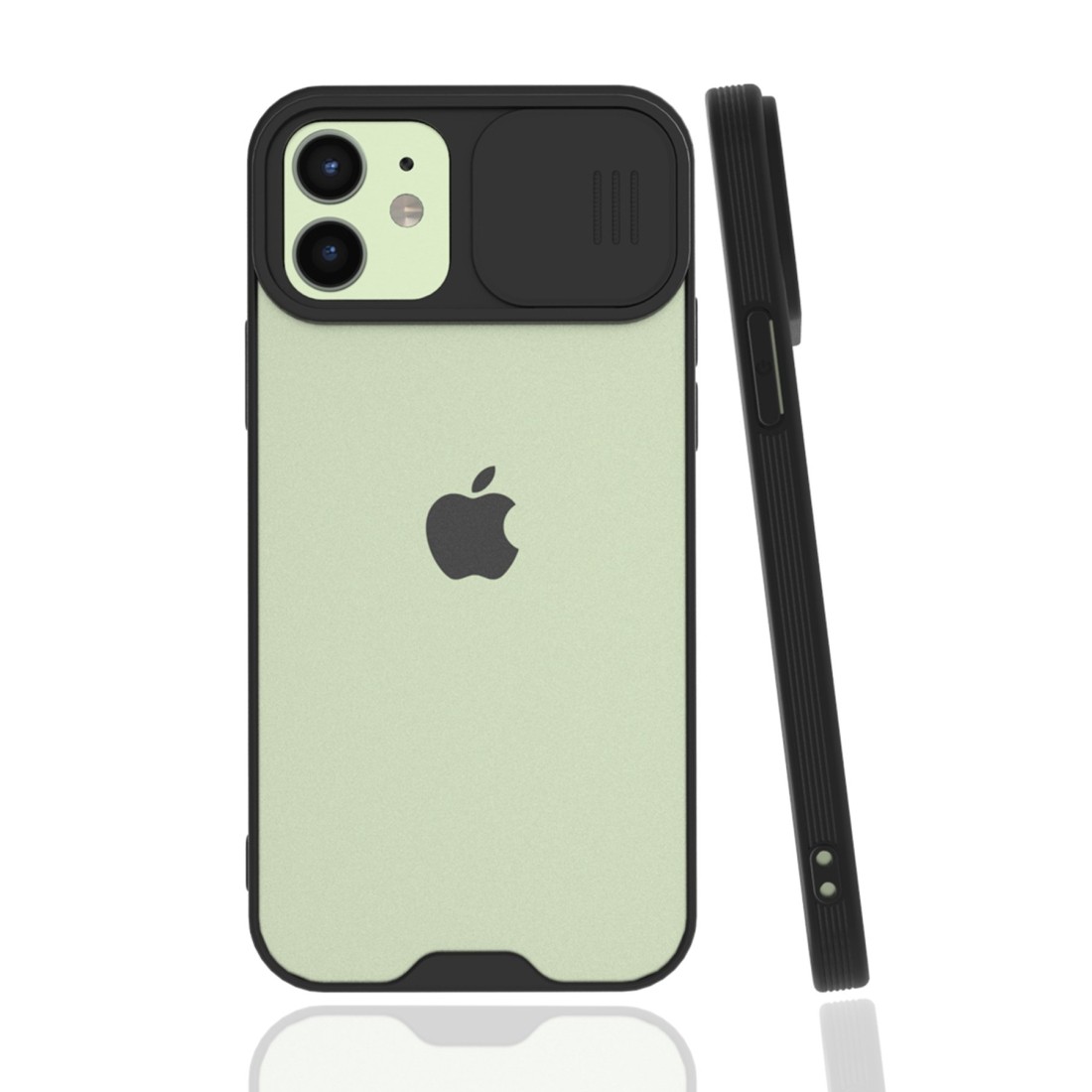  iPhone 12 Kılıf Platin Kamera Koruma Silikon - Siyah