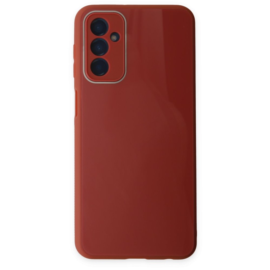  Samsung Galaxy M13 Kılıf Glass Kapak - Bordo