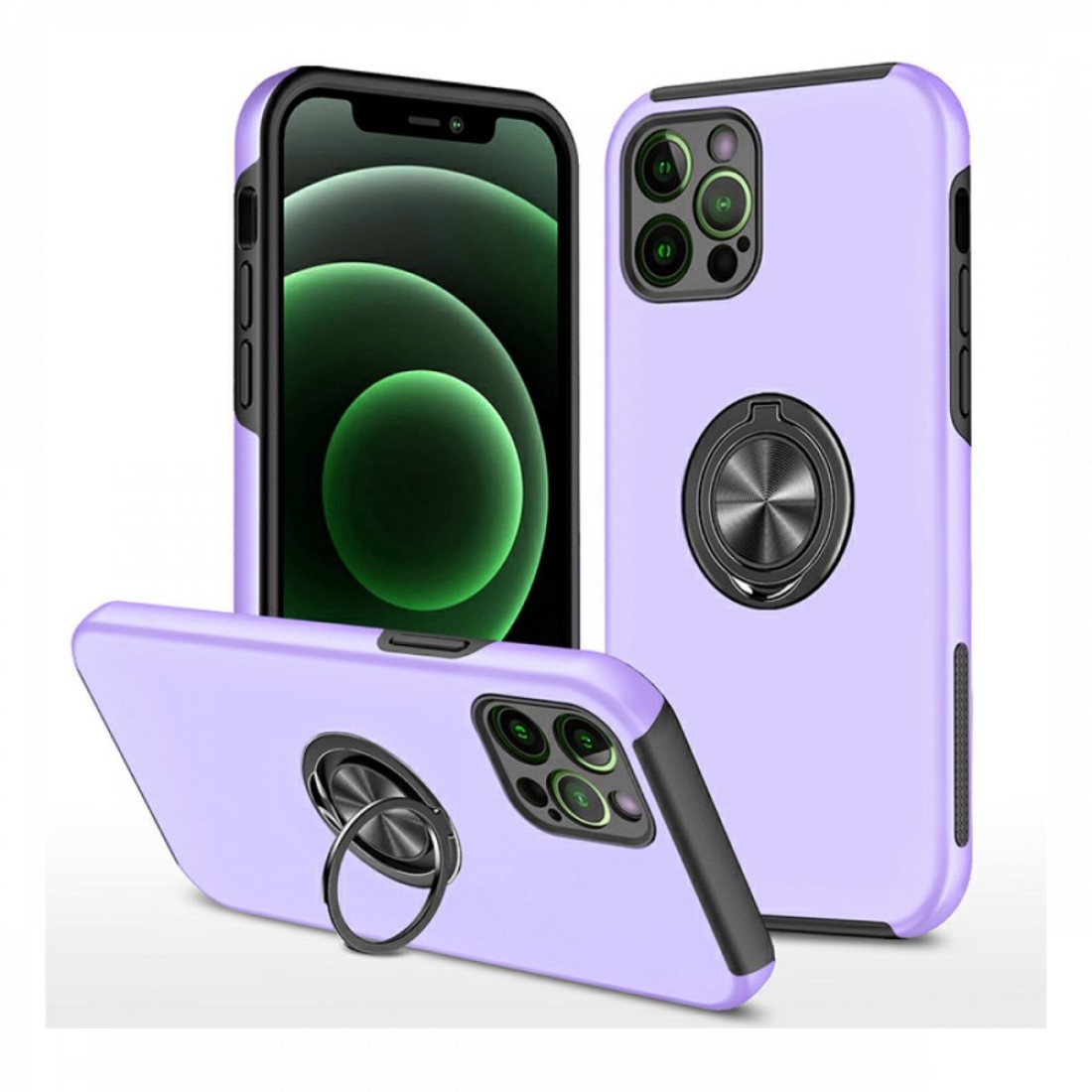  iPhone 12 Pro Kılıf Elit Yüzüklü Kapak - Mor