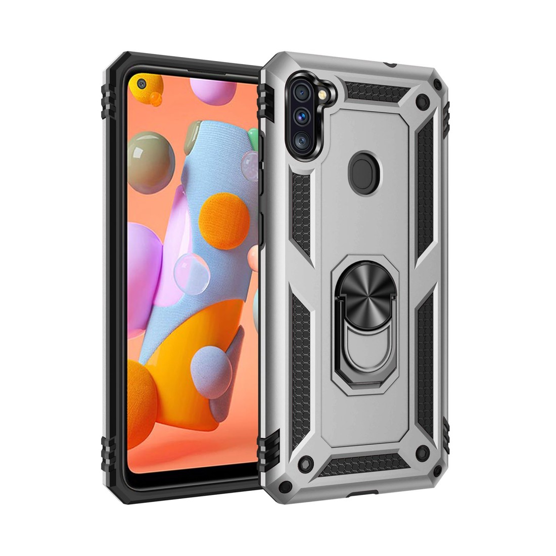 Samsung Galaxy M11 Kılıf Sofya Yüzüklü Silikon Kapak - Gümüş Samsung Galaxy M11 Kılıf Sofya Yüzüklü Silikon Kapak - Gümüş