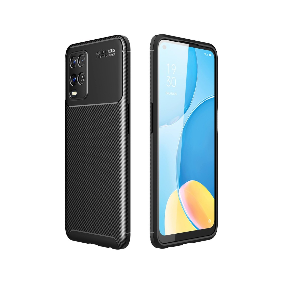  Oppo A54 4G Kılıf Auto Focus Karbon Kapak - Siyah