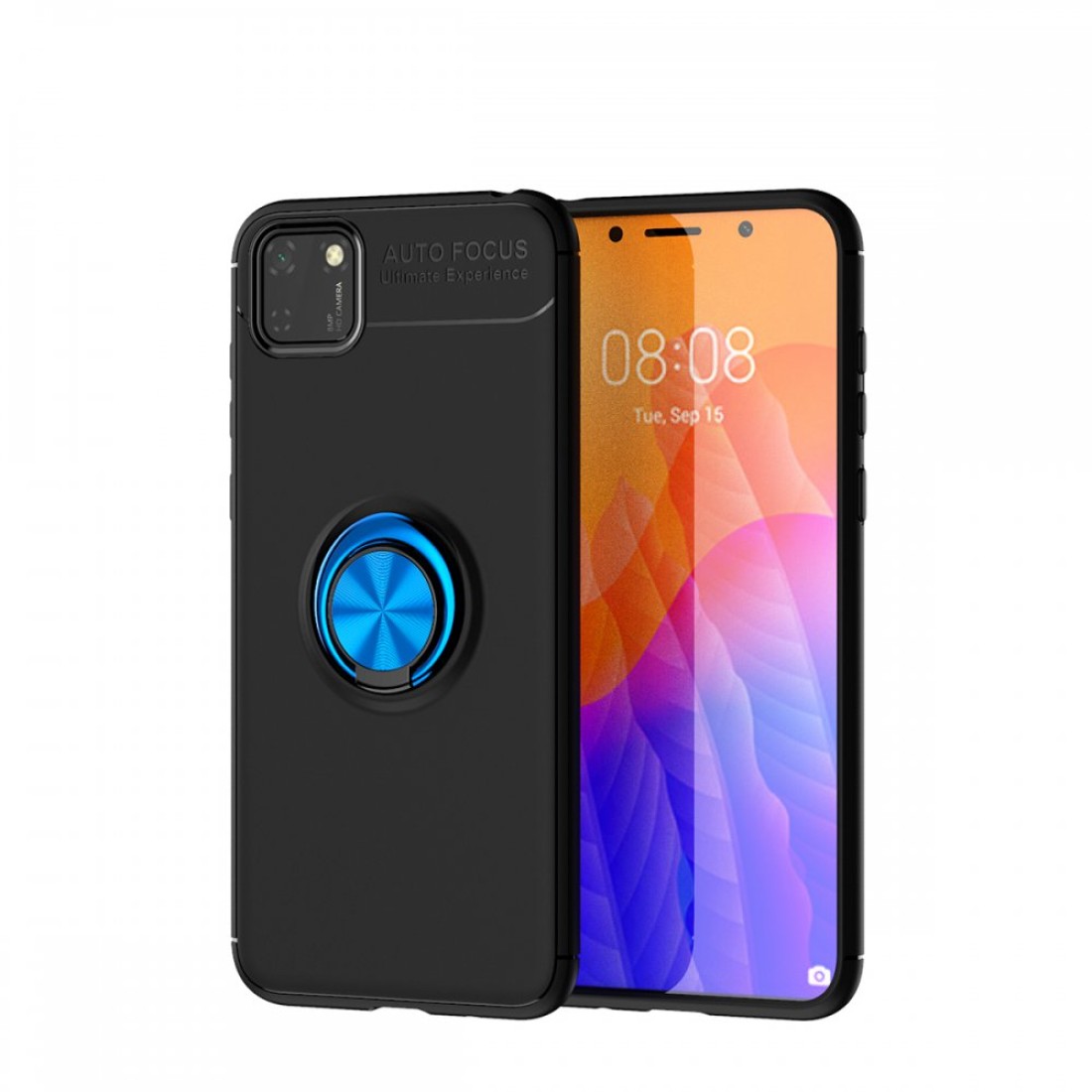  Huawei Y5P Kılıf Range Yüzüklü Silikon - Siyah-Mavi