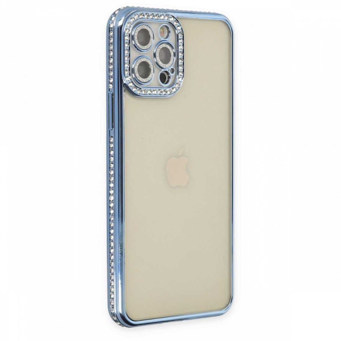  iPhone 12 Pro Kılıf Joke Taşlı Silikon - Mavi