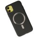 iPhone 12 Kılıf Coco Deri Magneticsafe Silikon - Siyah