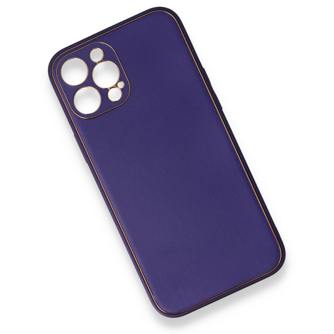  iPhone 12 Pro Kılıf Coco Deri Silikon Kapak - Mor