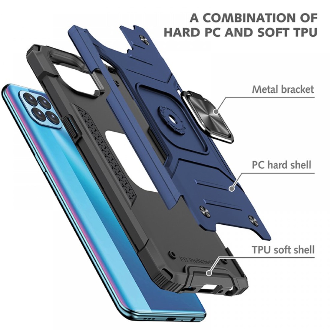 Oppo Reno 4 Lite Kılıf Zegna Yüzüklü Silikon Kapak - Mavi Oppo Reno 4 Lite Kılıf Zegna Yüzüklü Silikon Kapak - Mavi