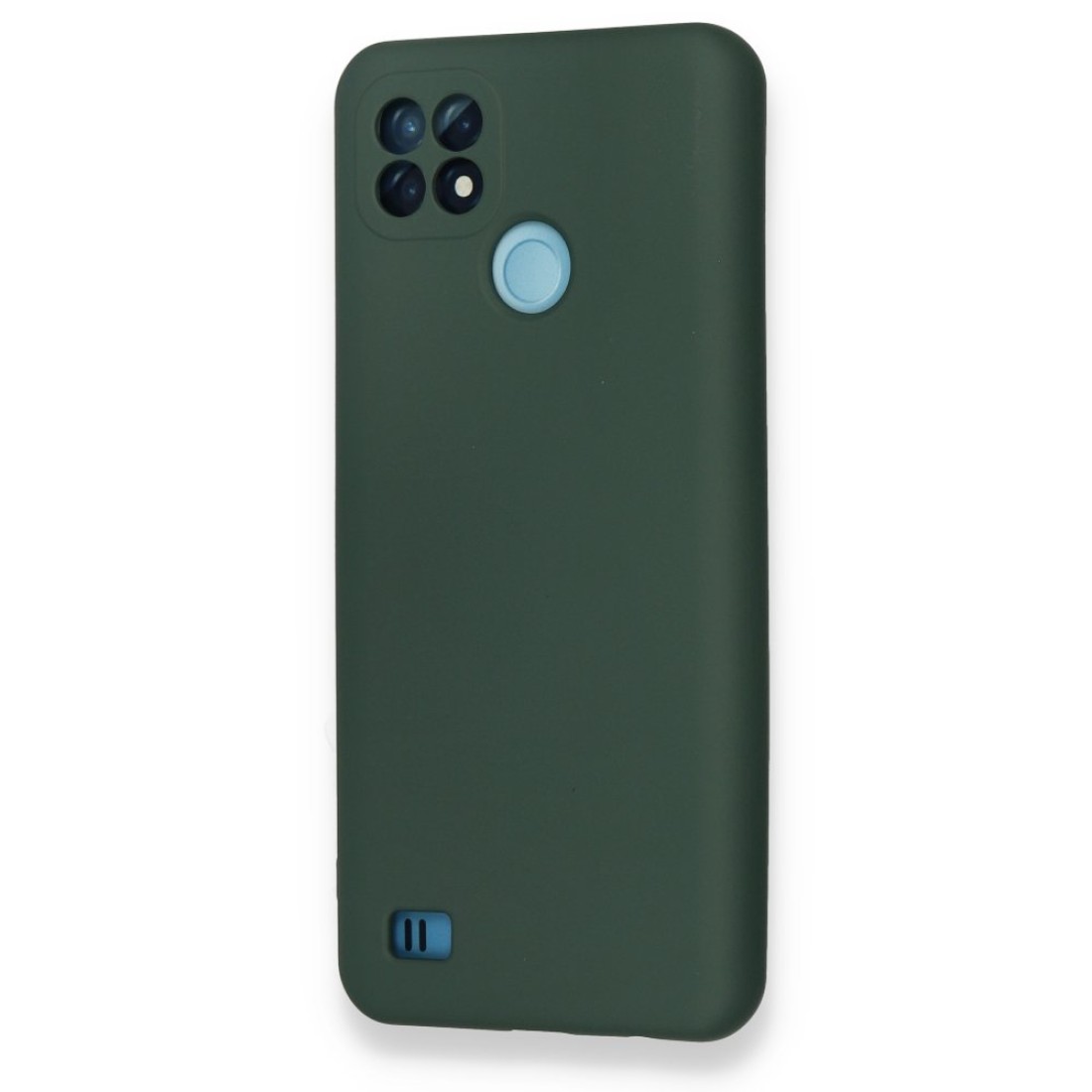  Realme C21 Kılıf Nano içi Kadife Silikon - Koyu Yeşil