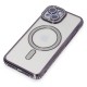  iPhone 15 Kılıf Joke Simli Magneticsafe Kılıf - Derin Mor