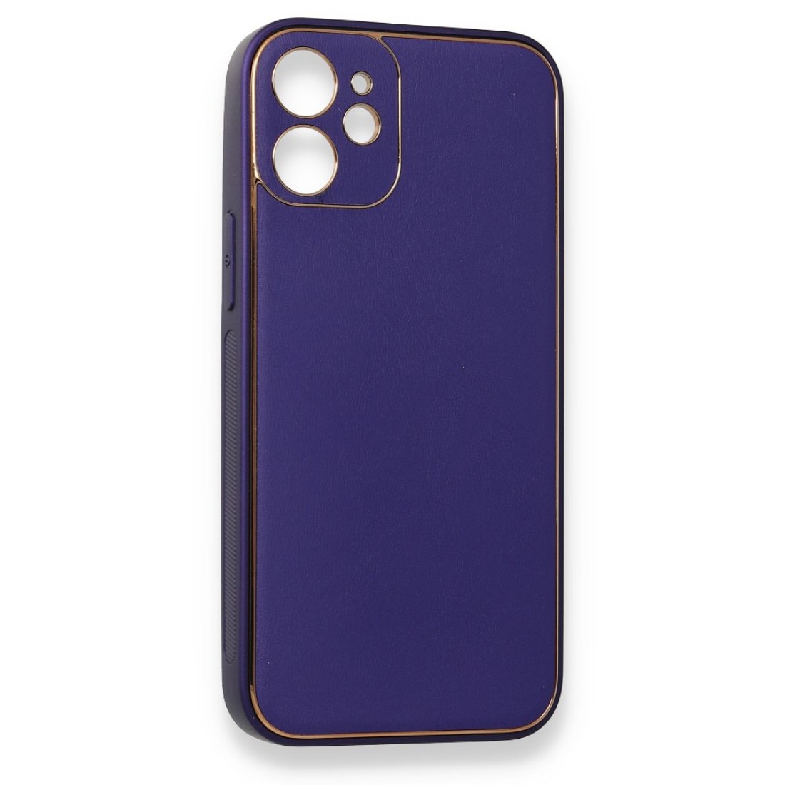 iPhone 12 Mini Kılıf Coco Deri Silikon Kapak - Mor iPhone 12 Mini Kılıf Coco Deri Silikon Kapak - Mor