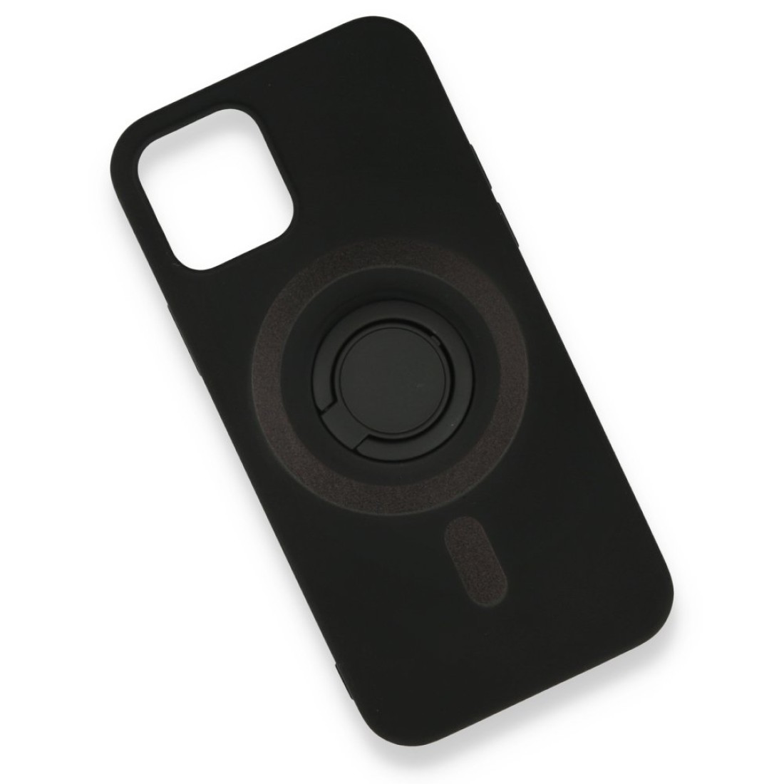iPhone 12 Kılıf Viktor Yüzüklü Silikon - Siyah iPhone 12 Kılıf Viktor Yüzüklü Silikon - Siyah