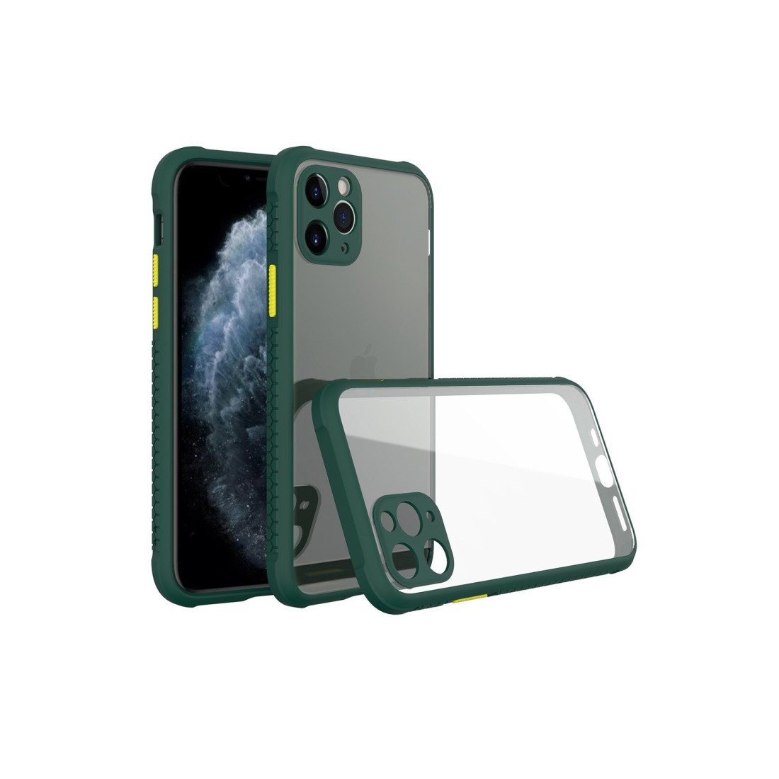  iPhone 11 Pro Kılıf Miami Şeffaf Silikon - Koyu Yeşil