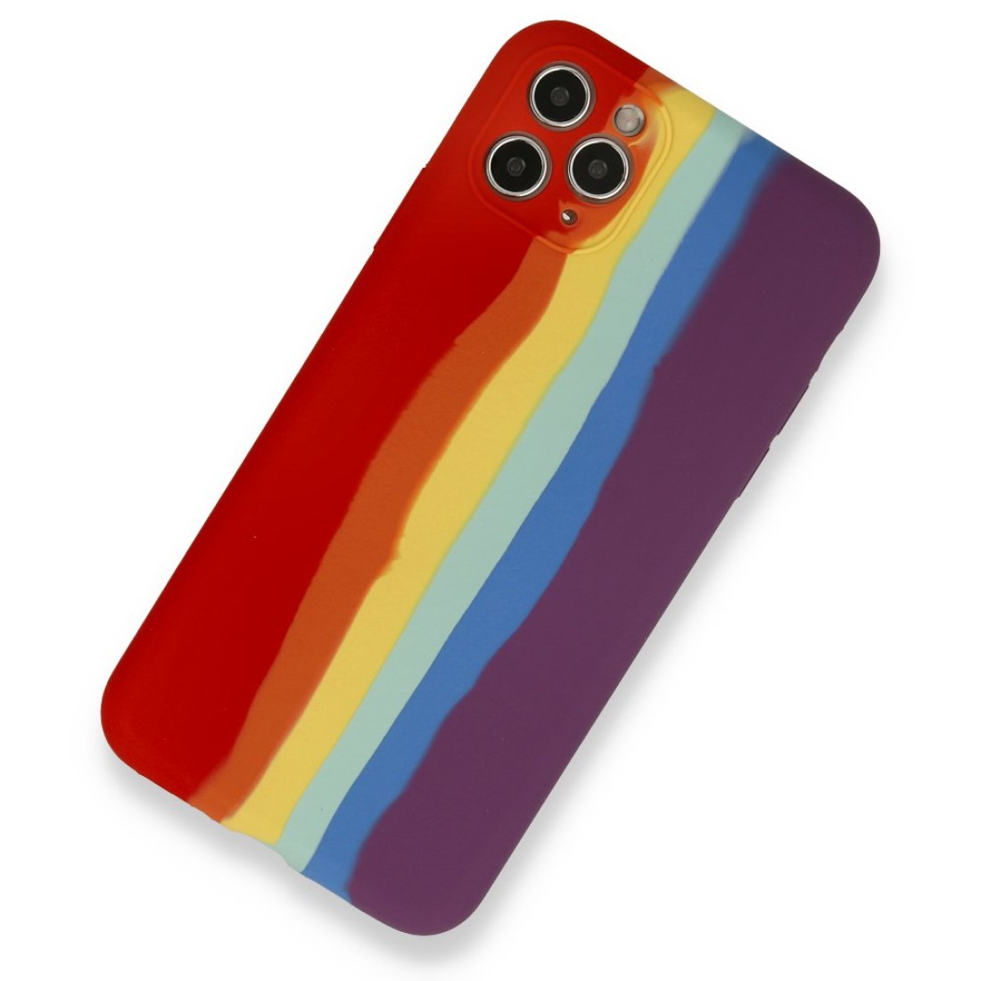  iPhone 11 Pro Kılıf Ebruli Lansman Silikon - Kırmızı-Mor